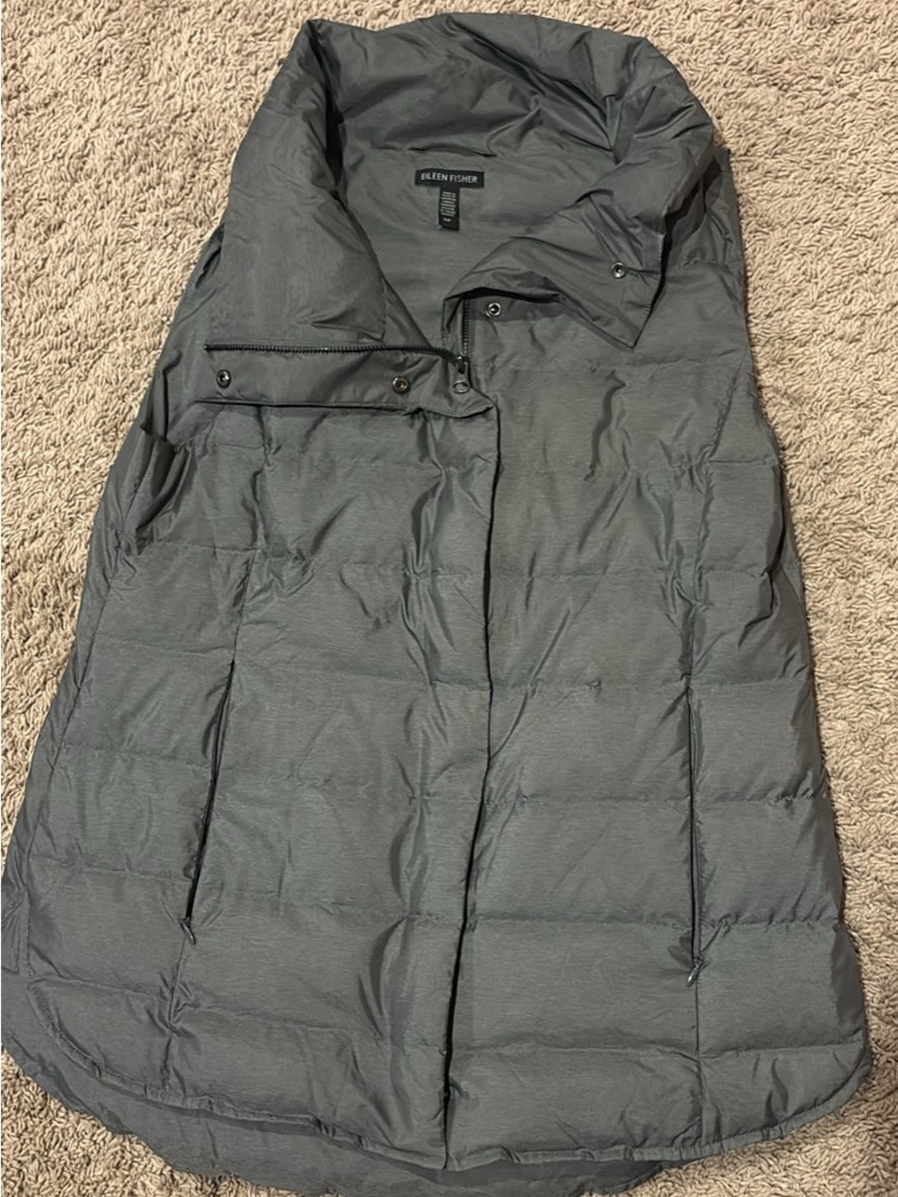 Eileen Fisher Charcoal Long Puffer Vest